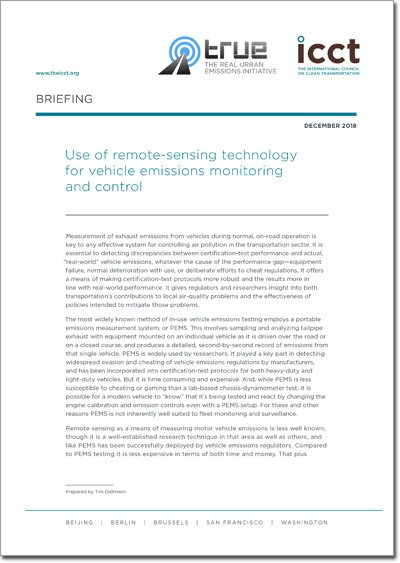 Use of remote-sensing technology for vehicle emissions monitoring and control