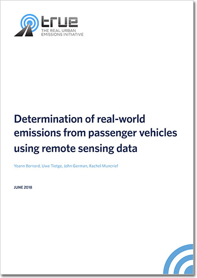 Determination of real-world emissions from passenger vehicles using remote sensing data