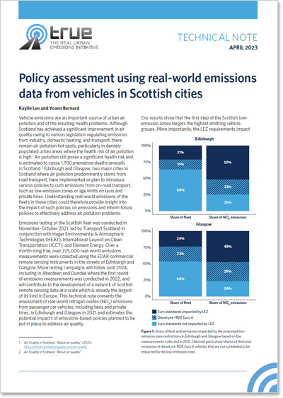 Policy assessment using real-world emissions data from vehicles in Scottish cities