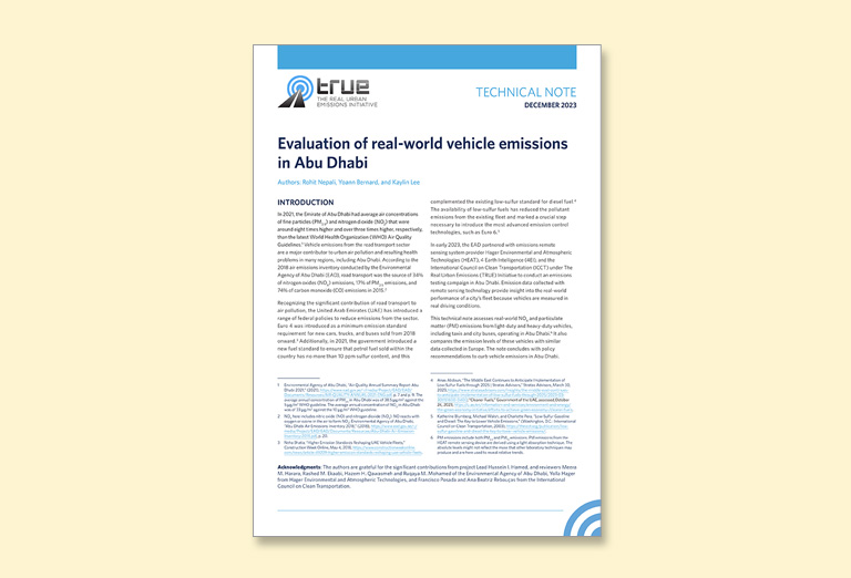 Evaluation of real-world vehicle emissions in Abu Dhabi