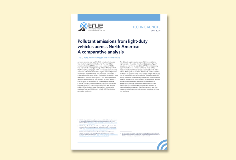 Pollutant emissions from light-duty vehicles across North America: A comparative analysis