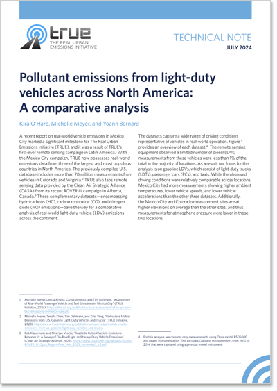 Pollutant emissions from light-duty vehicles across North America: A comparative analysis